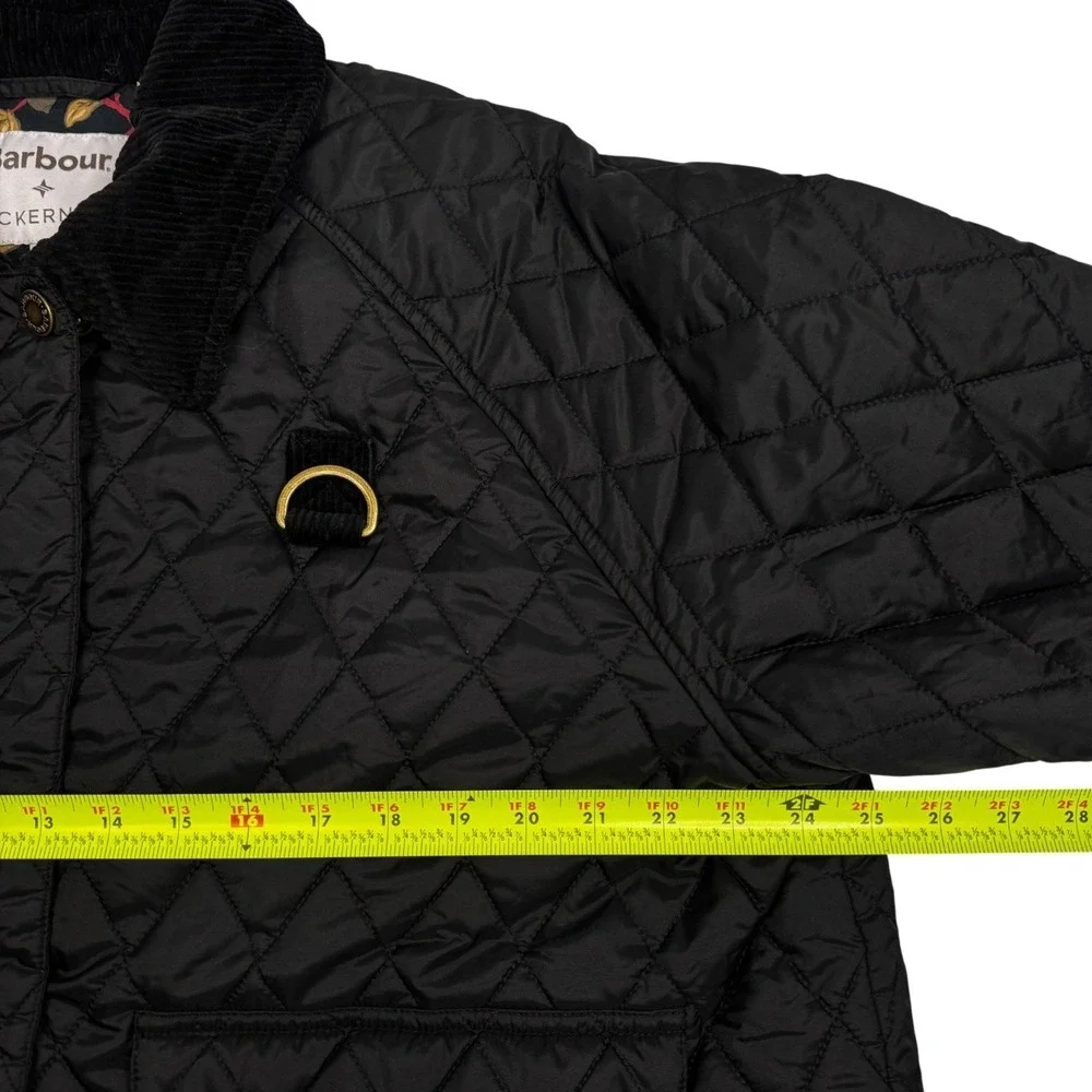 Barbour x Tuckernuck Kinsley Quilted Jacket Black Floral Lined Womens Sz 12 - Picture 14 of 16
